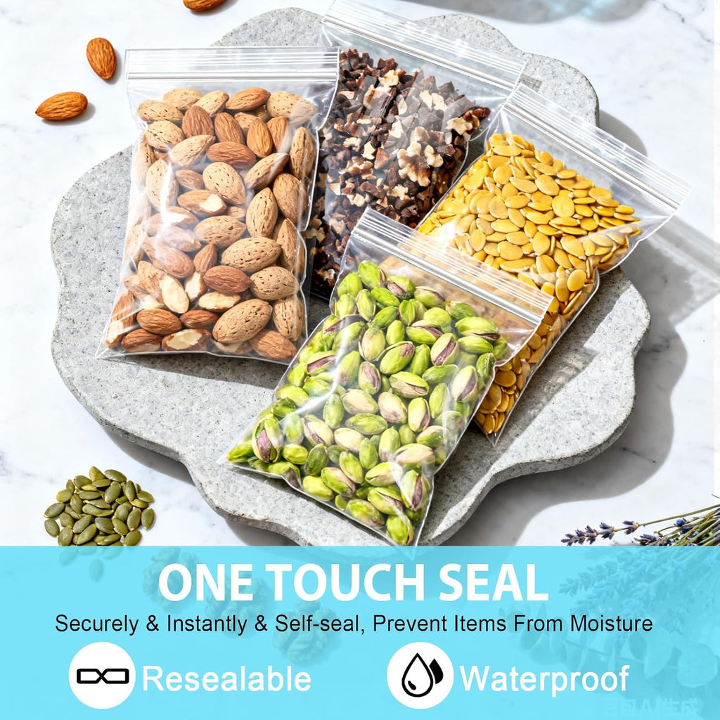 6" X 9" 4 Mil Reclosable Zip Bags, Heavy Duty Clear Plastic Zipper Lock Bags, Pack of 100