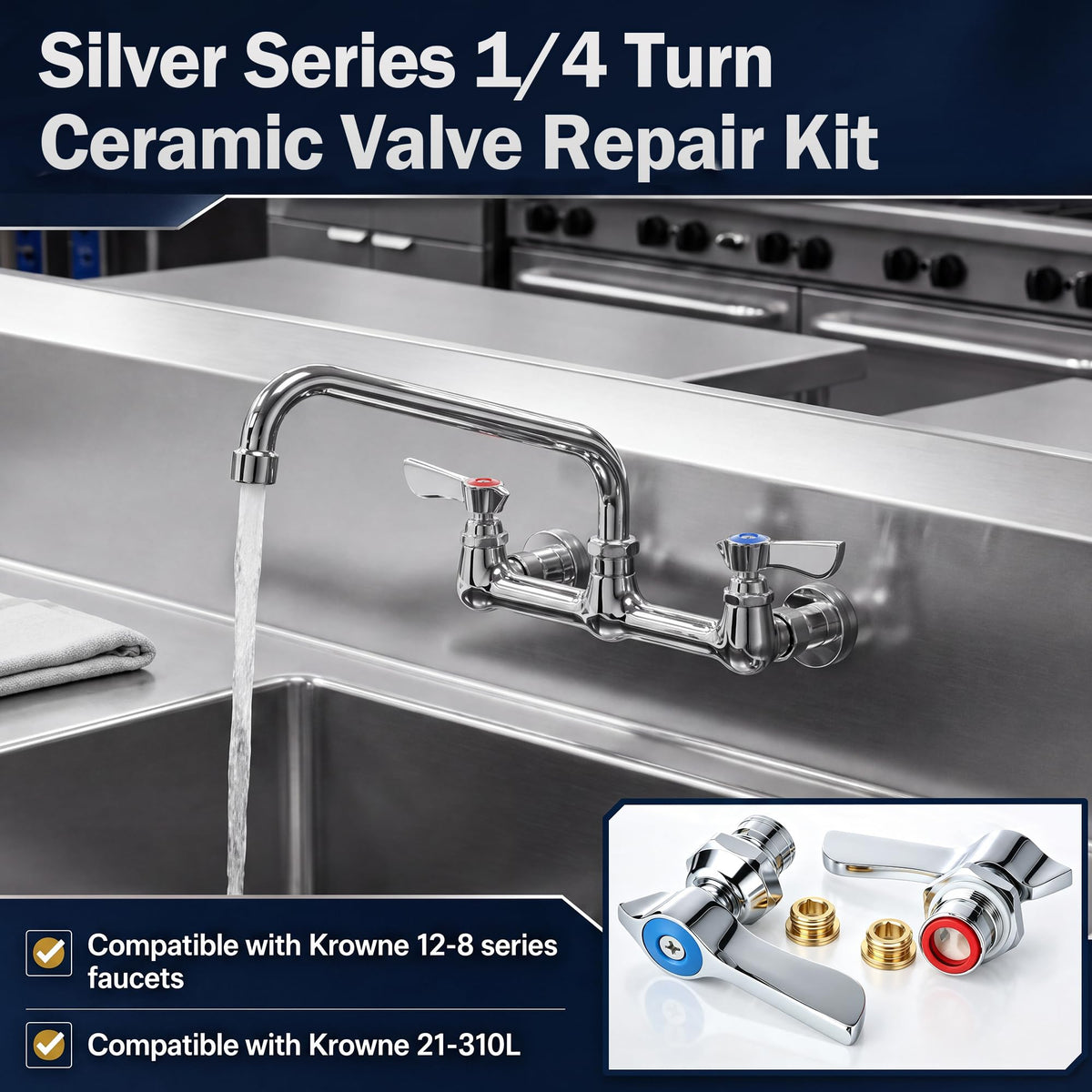 1/4 Turn Ceramic Faucet Valve Kit Compatible with Krowne 21-310L