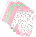 baby-girls 5-pack Long Sleeve Bodysuits One Piece 100% Organic Cotton for Infant Baby Girls