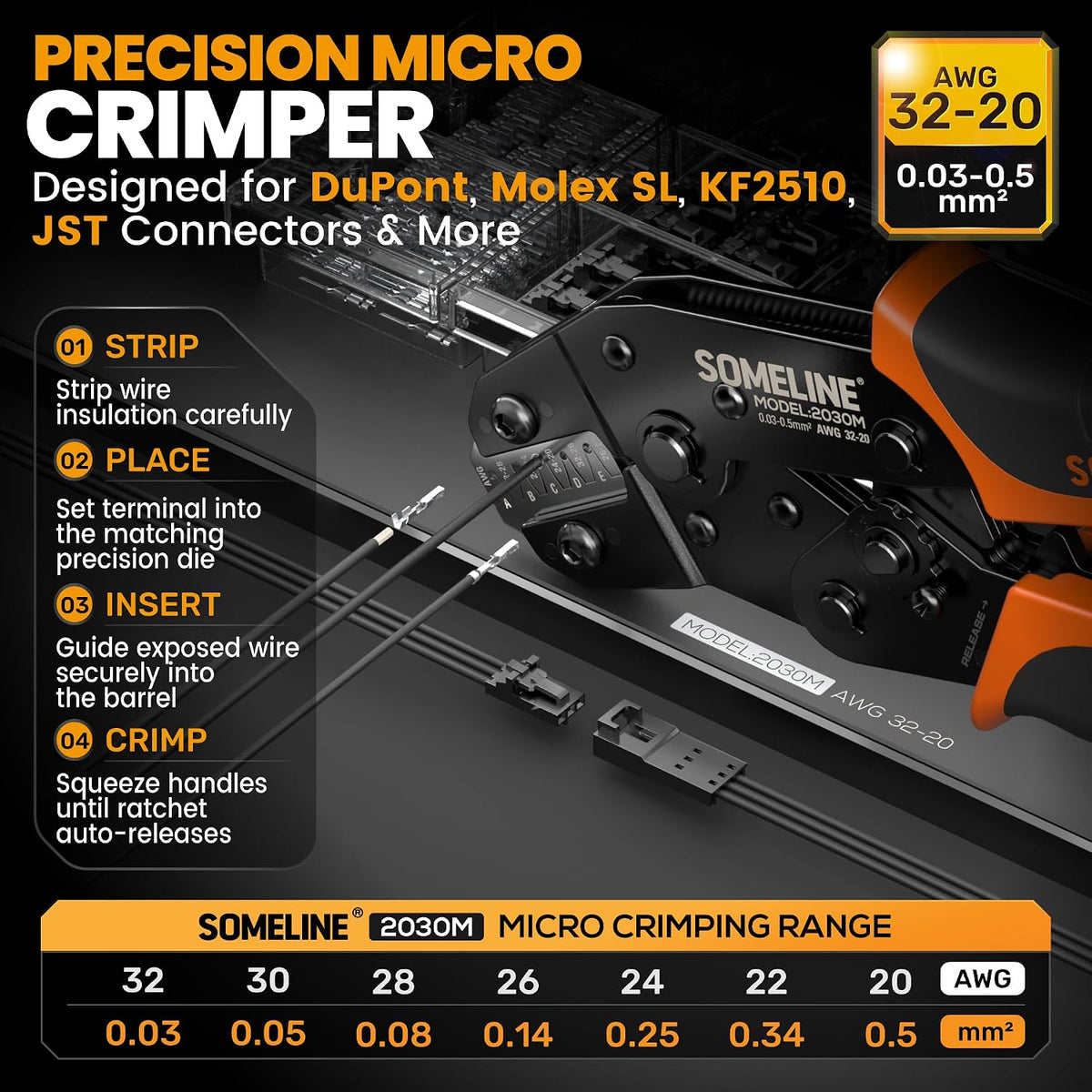 SOMELINE 2.54mm Connector Crimping Tool Kit, for Dupont/Molex SL/KF2510