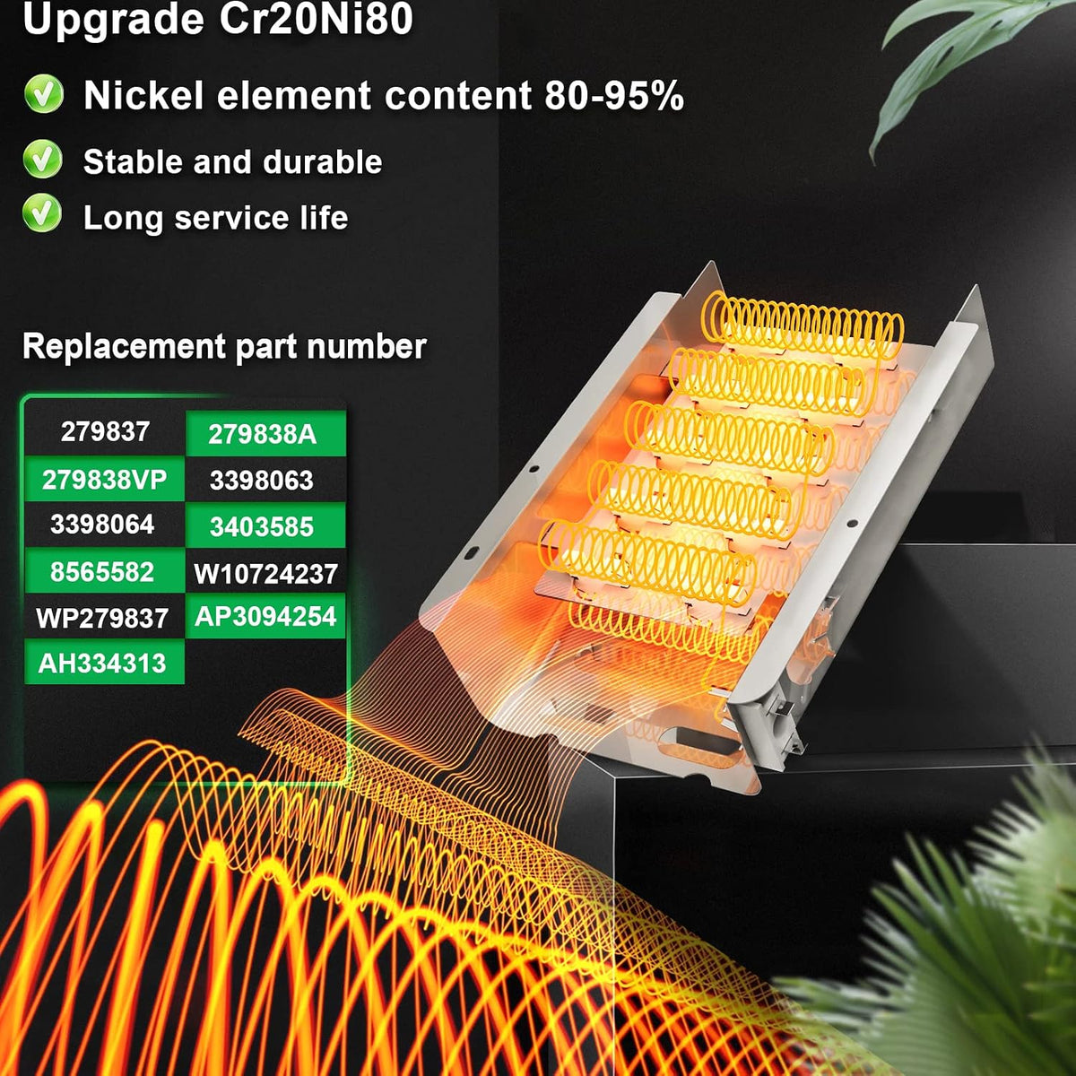 279838 Dryer Heating Element Compatible with Whirlpool Amana Kenmore 70 80