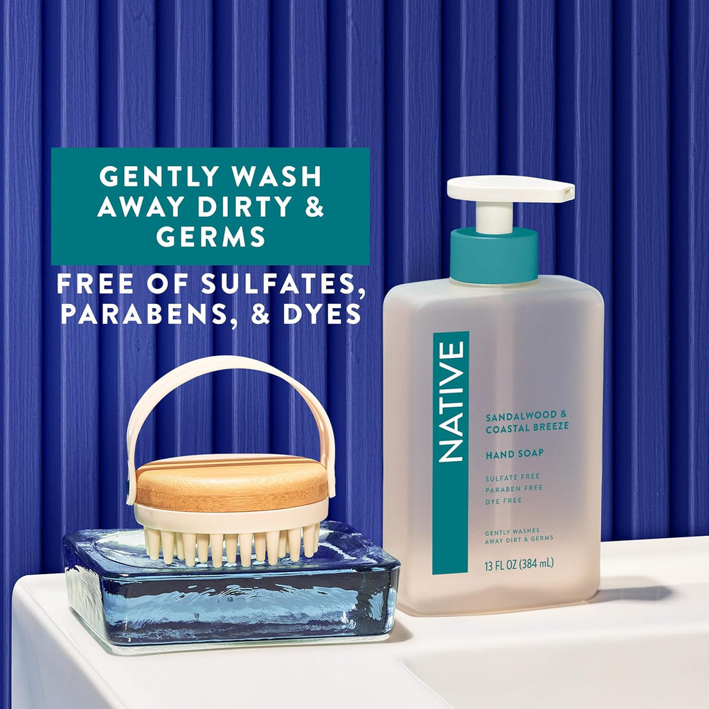 Liquid Hand Soap, Sandalwood & Coastal Breeze Scent, Non-Drying Formula for Soft, Smooth Hands, Made with Plant-Based