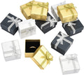 12 Pack Jewelry Gift Box, 2x2x1.2 inch Square Ring Box Earring Box Cardboard Boxes Small Display Boxes with Bowknot