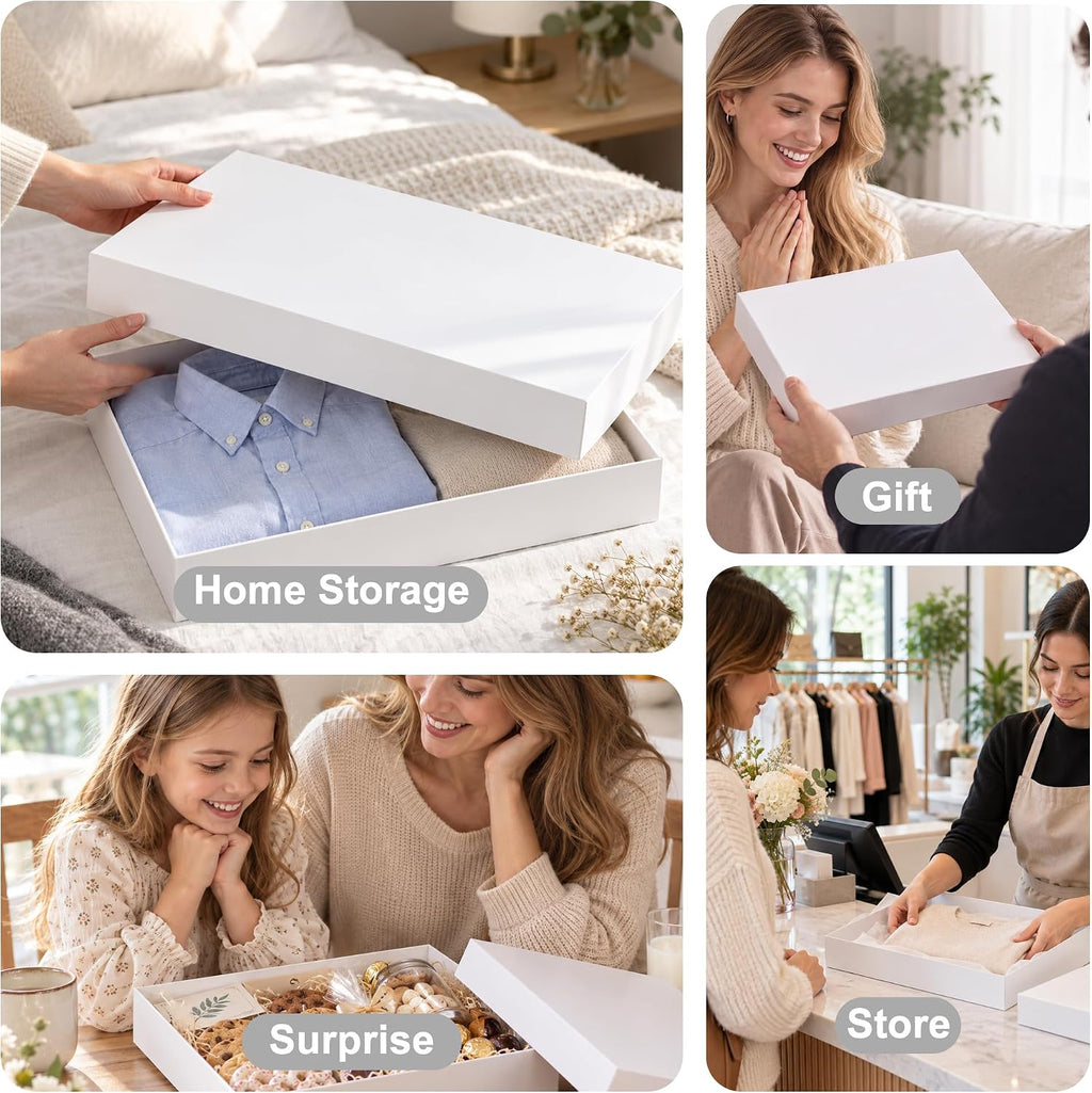 12 Pack Gift Boxes with Lids,14x9.5x2IN Shirt Boxes