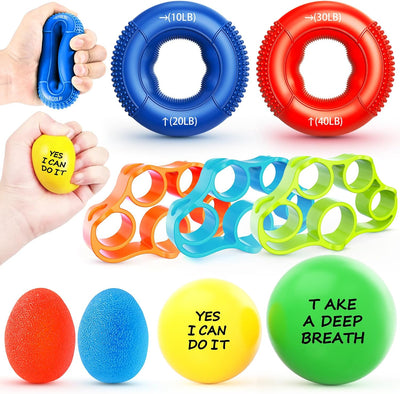 Grip Strength Trainer Kit, 9-Piece Hand Strengthening Devices with 3 Finger Exerciser, 2 Dual-Force Forearm