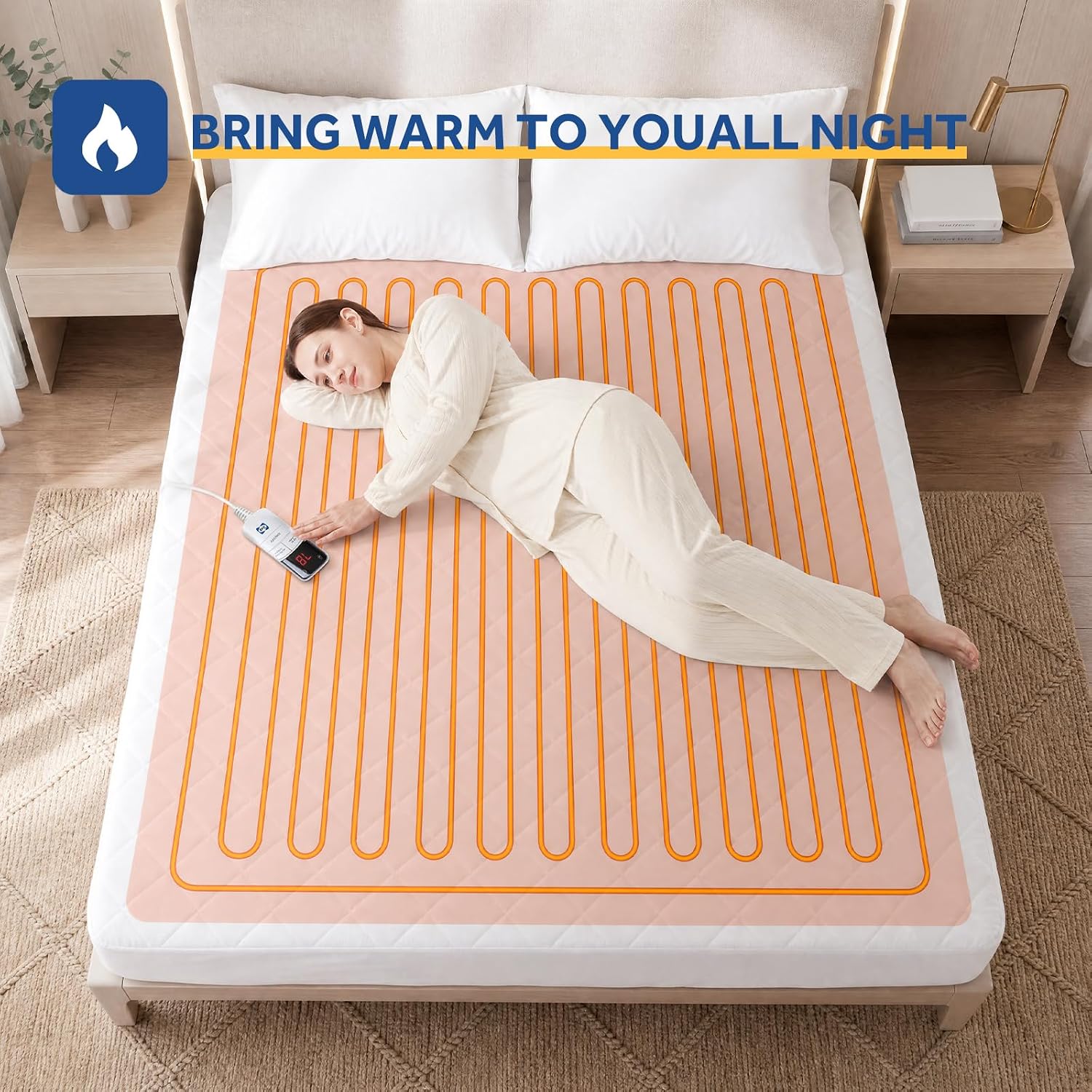 Heated Mattress Pad Twin 39×75 Single Control for Zone | Luxury Quilted Electric Bed Warmer, 9 heat settings, 1-9