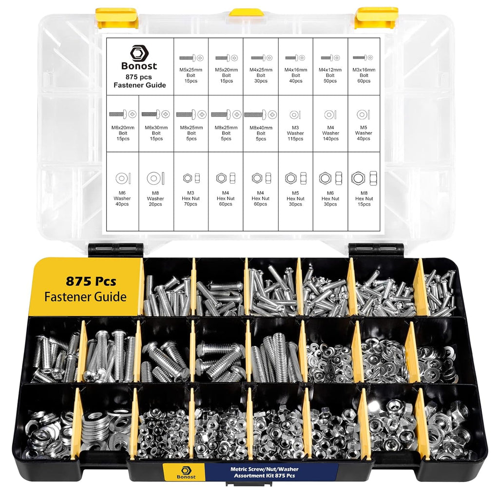 2300 Pieces Hardware Assortment Kit - Metric & SAE Machine Screw Assortment Kit with Assorted Nuts, Bolts, and
