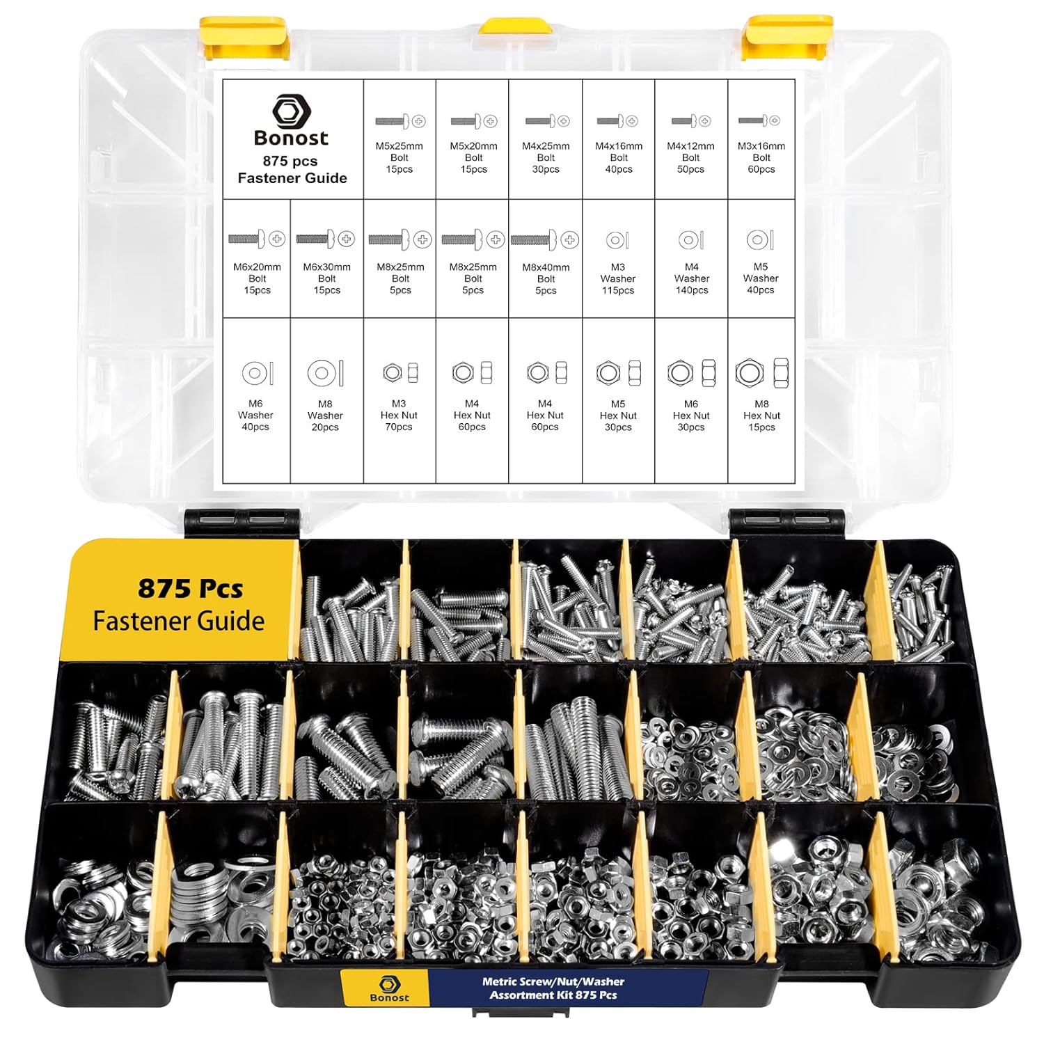 2300 Pieces Hardware Assortment Kit - Metric & SAE Machine Screw Assortment Kit with Assorted Nuts, Bolts, and