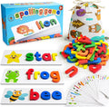 Alphabet ABC Learning Educational Toys for 3 4 5 Years Old Boys Girls, Wooden Puzzle Flash Cards Preschool Activity