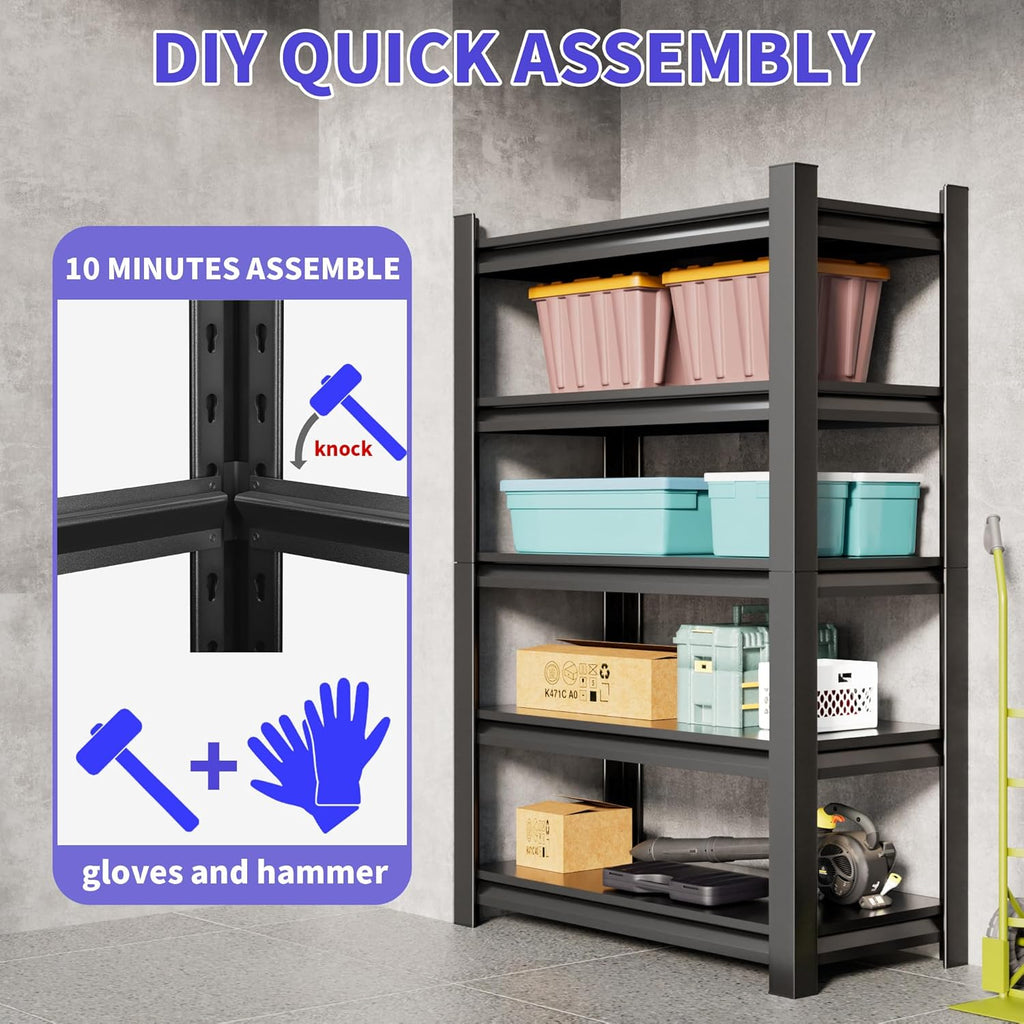 Garage Shelving Unit Rustproof 78" H 3000lbs Heavy Duty Storage Shelves Easy Assembly 5 Tier Adjustable Metal Steel