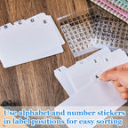 50 Pcs Index Card Dividers 3 x 5 Inch Index Card Dividers with Cards Guides with 2 Pcs A-Z Alphabet Number Stickers