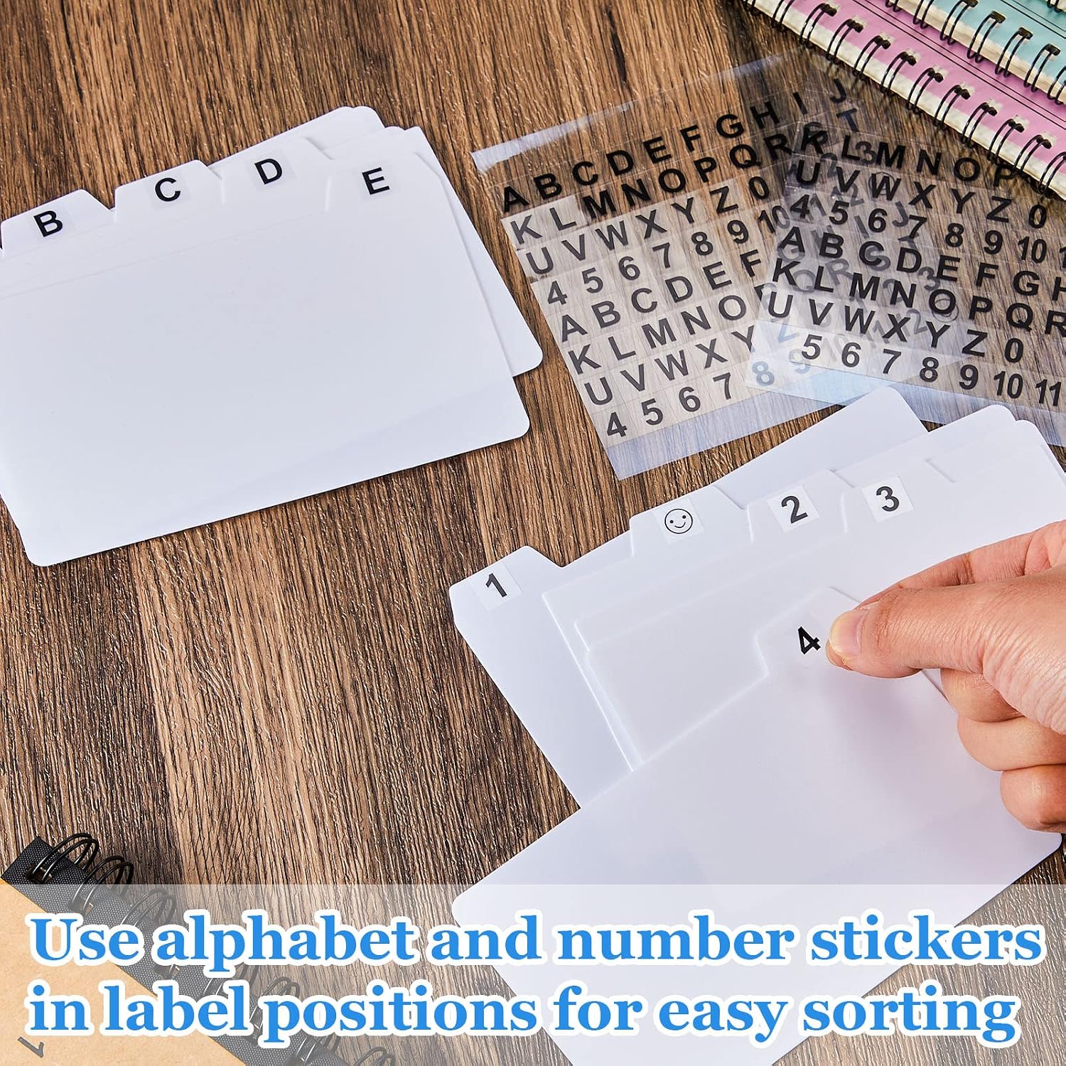 50 Pcs Index Card Dividers 3 x 5 Inch Index Card Dividers with Cards Guides with 2 Pcs A-Z Alphabet Number Stickers