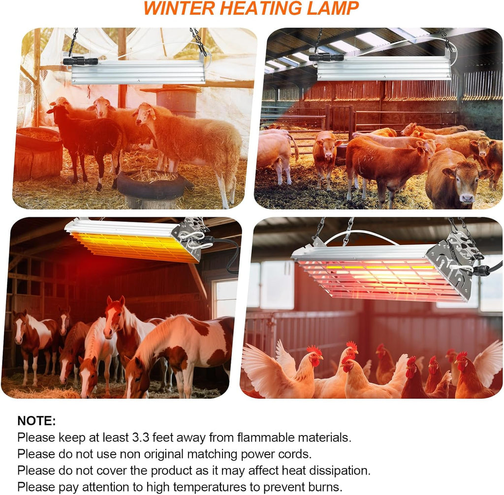 400W Chicken Coop Heater, Carbon FiberChicken Heater for Coop with Adjustable Heating Settings & Hanging
