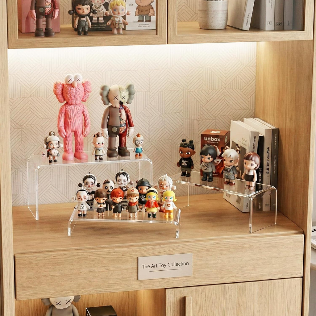 Acrylic Display Risers, 2 Set(7.8" L~8.2" L~8.6" L) Display Shelf | Acrylic Stand for Cupcake, Clear Acrylic Stands