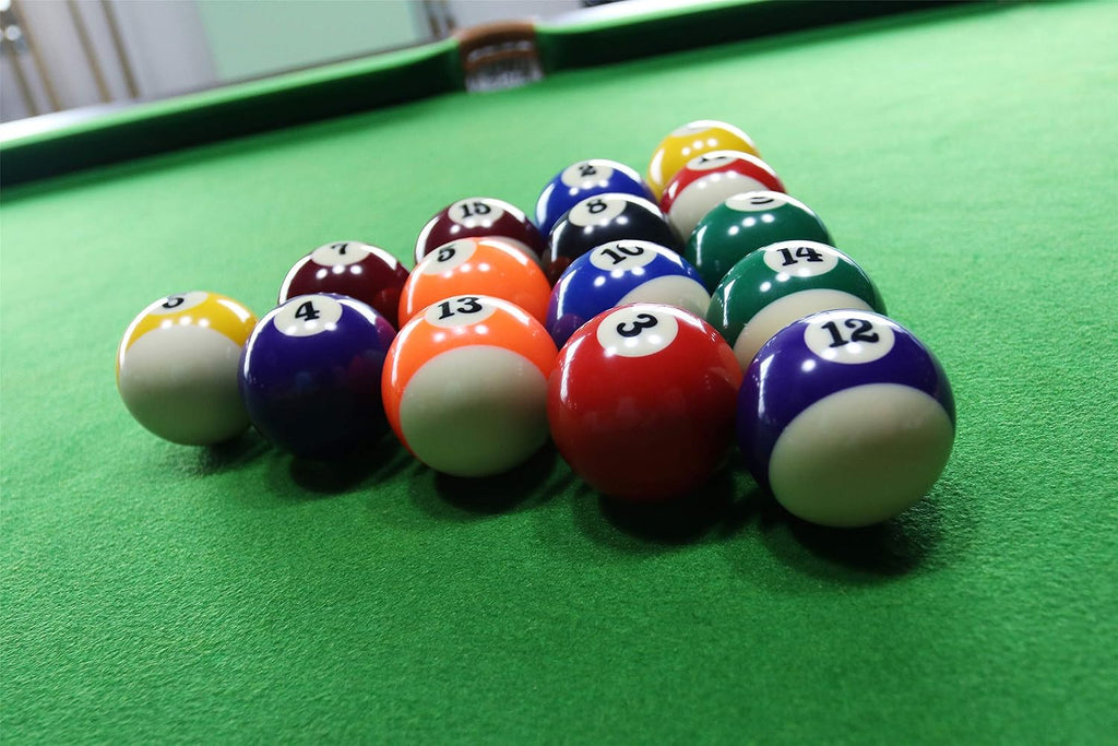 Billiard Balls Set Pool Table Triangle Ball Rack 9 Ball Diamond | Wood 5 Cue Chalks 2 Spot Stickers Accessories Pool