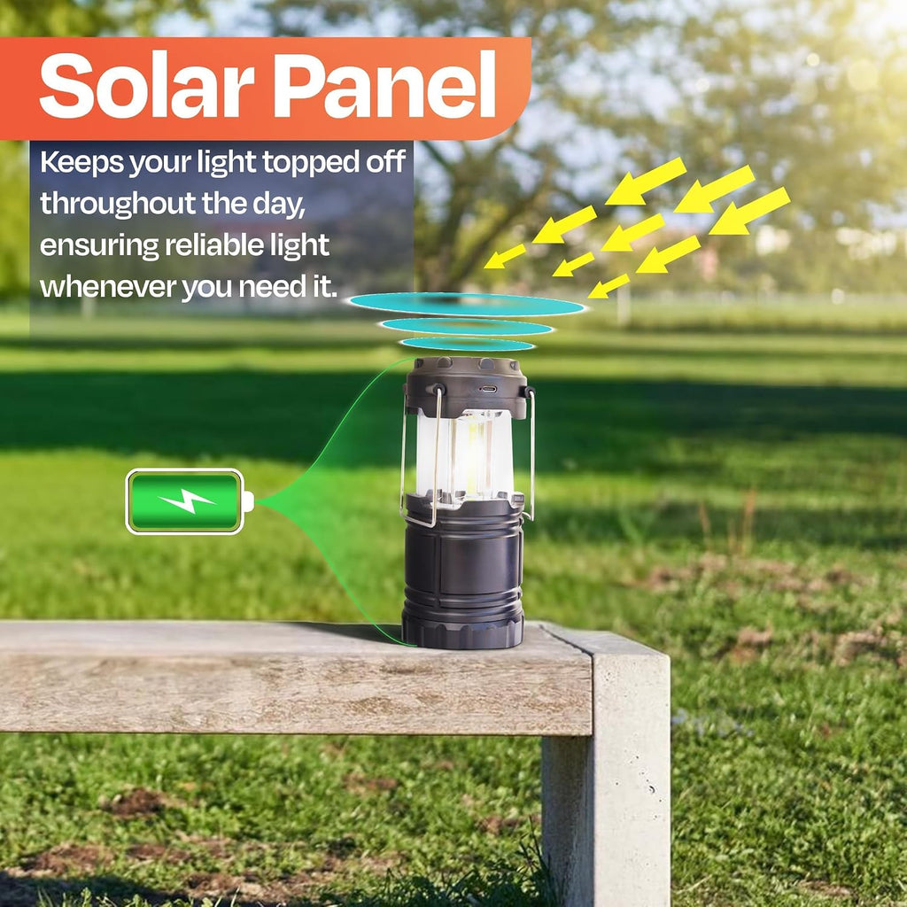 Rechargeable Camping Lantern, Pack of 2 - LED Camping Lantern Battery Powered, Waterproof Solar Lantern for