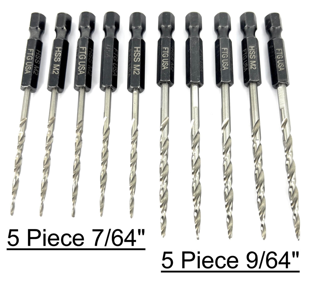 FTG USA 10 Pc #4 & #6 Tapered Drill Bits Replacement for Countersink