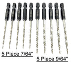 FTG USA 10 Pc #4 & #6 Tapered Drill Bits Replacement for Countersink