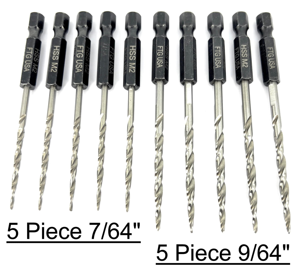 FTG USA 10 Pc #4 & #6 Tapered Drill Bits Replacement for Countersink