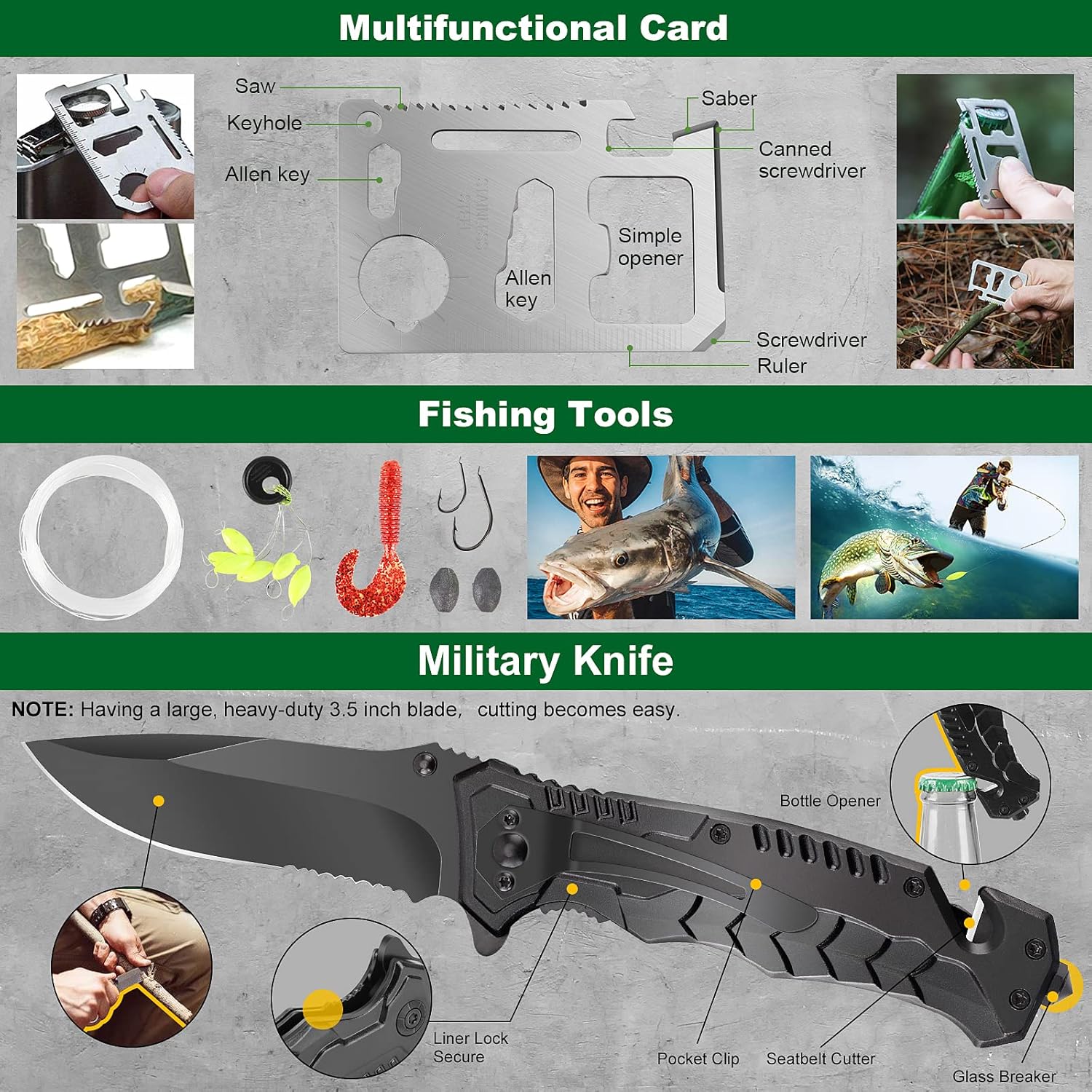 Survival Kits 27 in 1, Survival Gear and Supplies, Christmas Stocking Stuffers Camping Accessories Tactical Gear