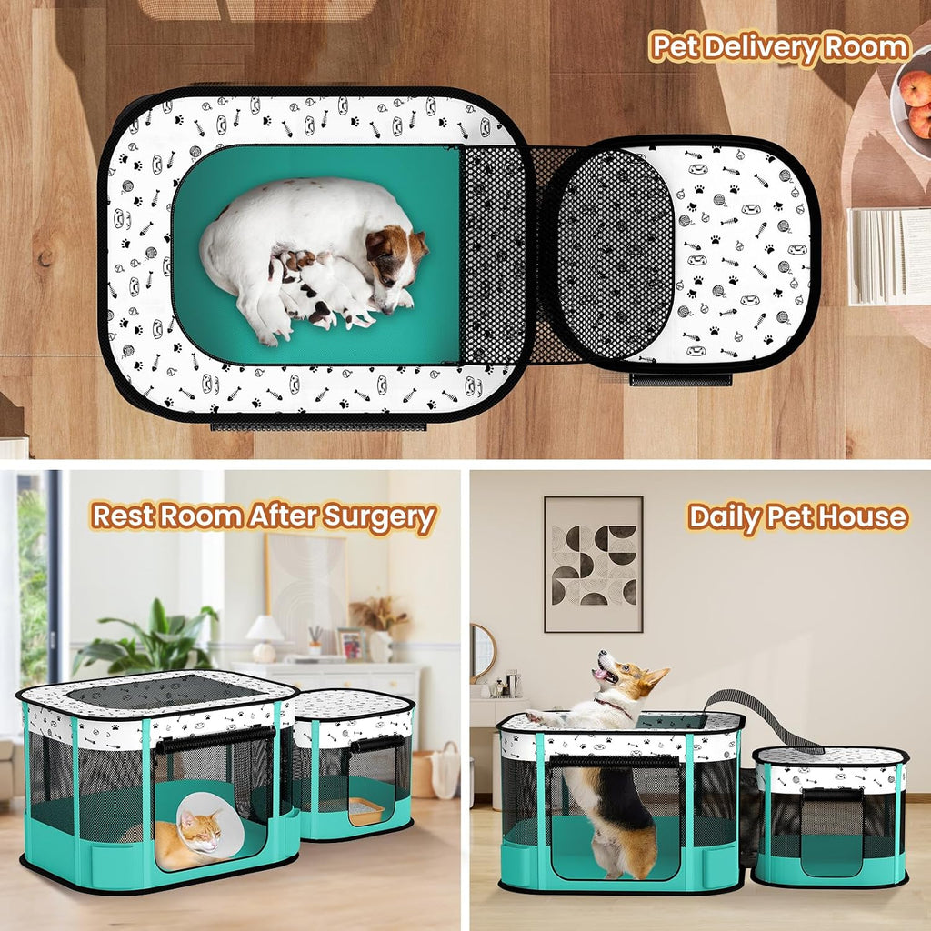 Portable Cat Playpen, 8-Rod Reinforced Kitten Dog Playpens, Foldable Play Pen for Indoor Cats Enclosed Pet Puppy