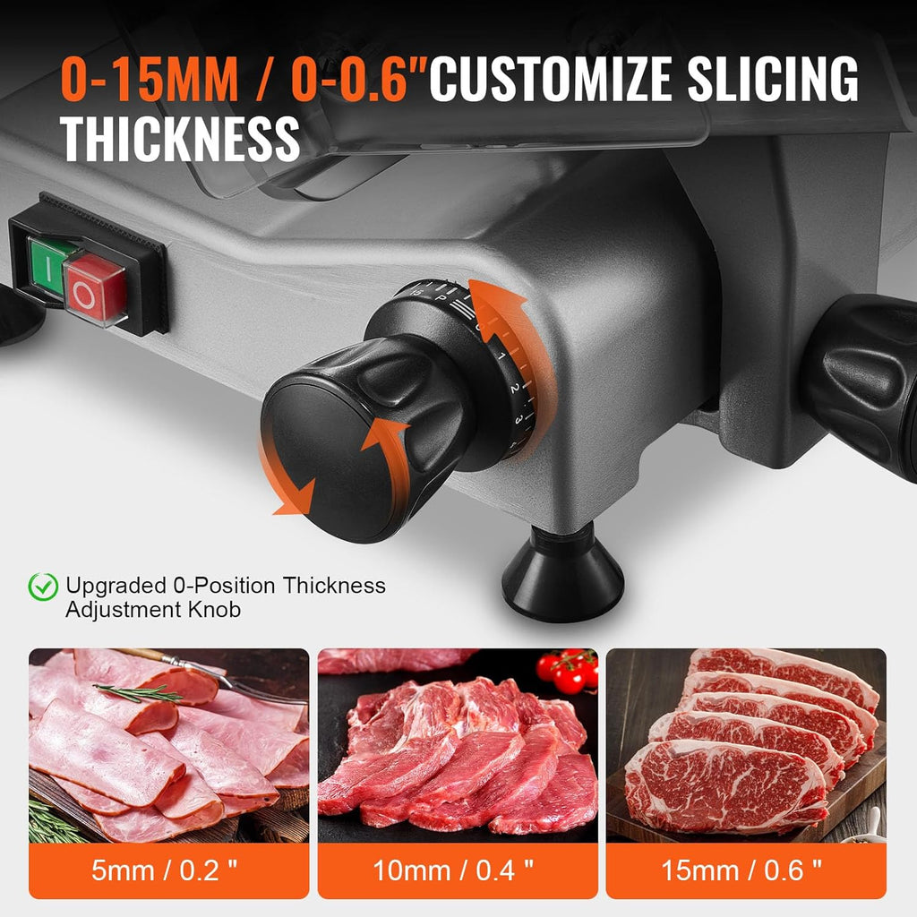 Meat Slicer, 340W Electric Deli Food Slicer with 10" SUS420 Stainless Steel Blade and Built-in Sharpening Stone