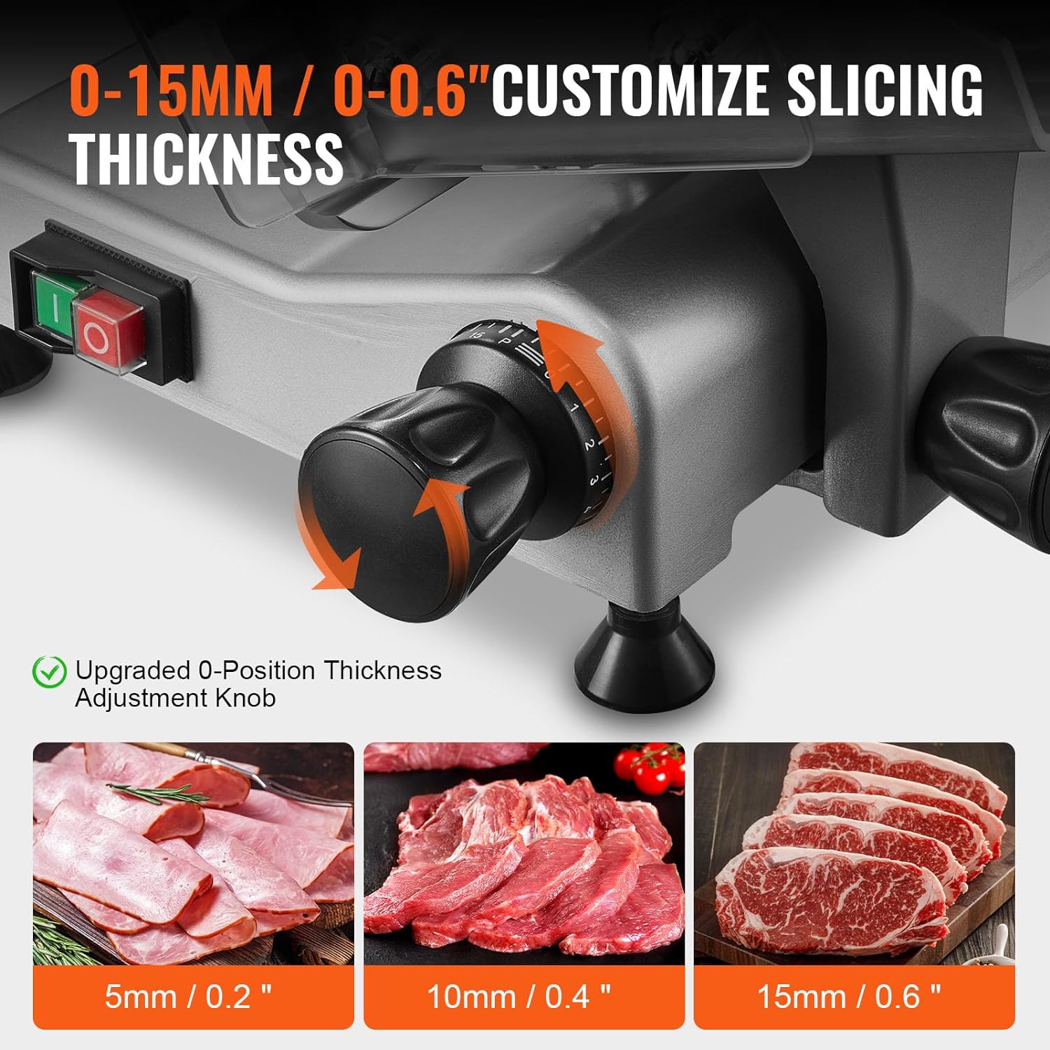 Meat Slicer, 340W Electric Deli Food Slicer with 10" SUS420 Stainless Steel Blade and Built-in Sharpening Stone