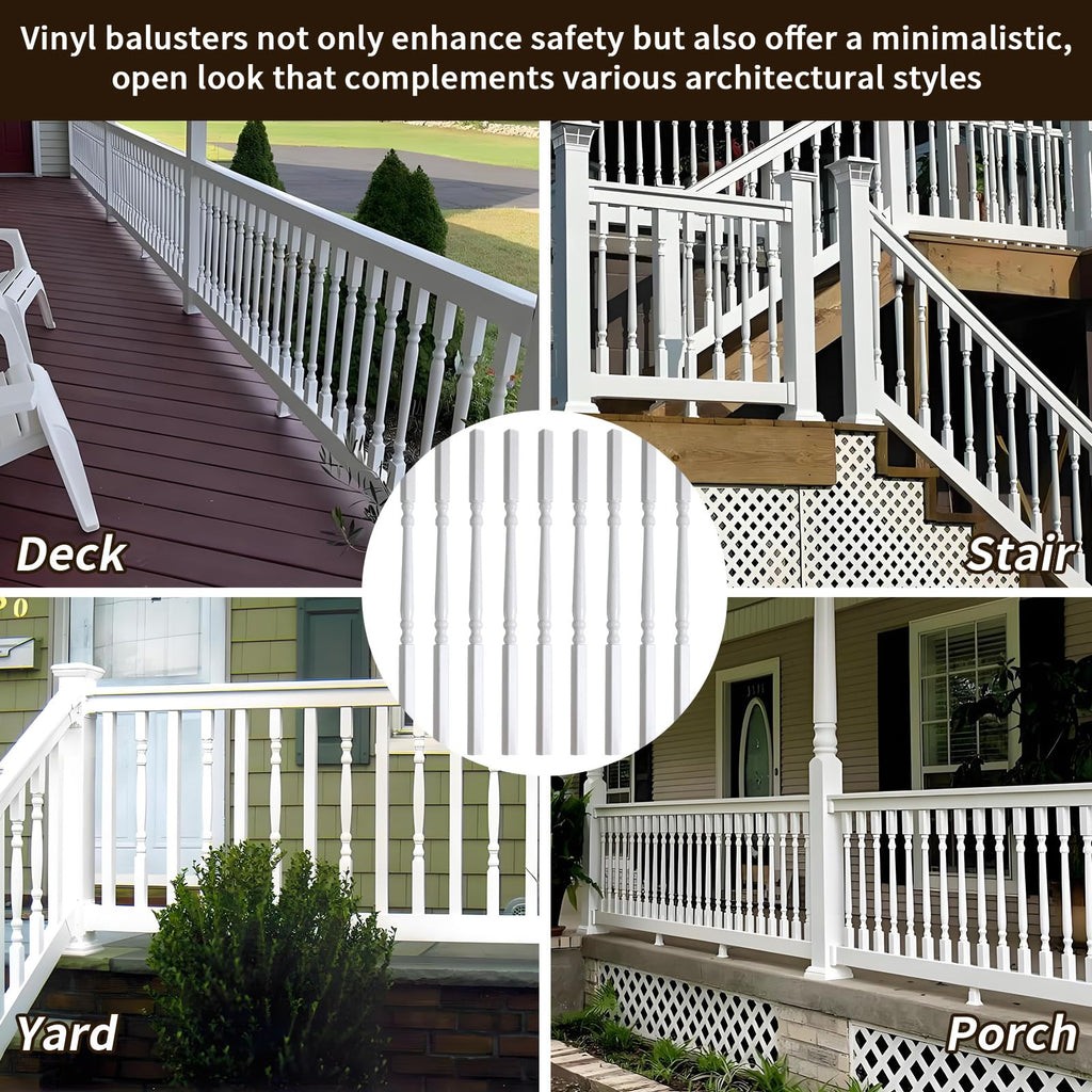 Vinyl Railing Spindles, 1 1/4" Sq X 34", Vinyl Railing, 9 Pack