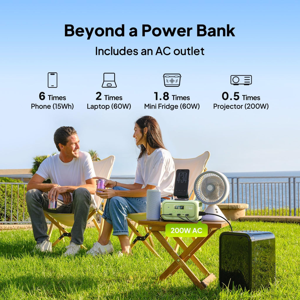 Elite 10 Mini Portable Power Station, 128Wh LiFePO4 Battery with 200W AC Outlet, 10ms UPS Backup, Fast Recharge Solar