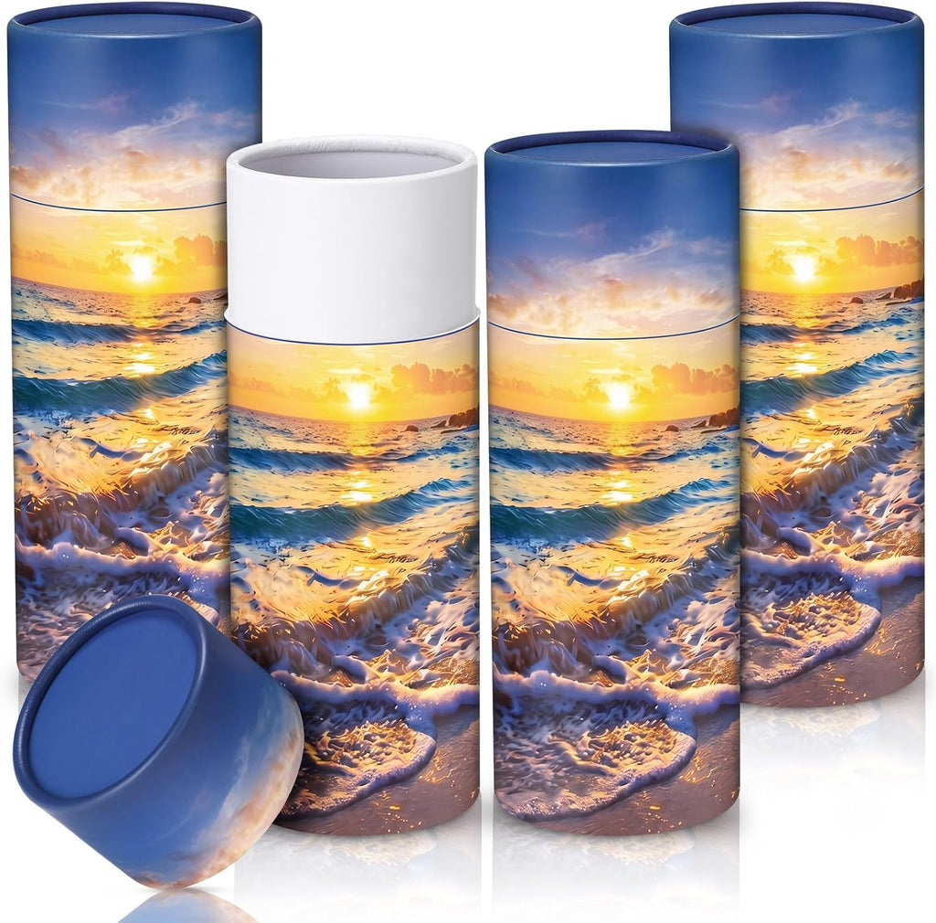 4 Pcs Biodegradable Scattering Tubes for Human Ashes, Sunset Beach
