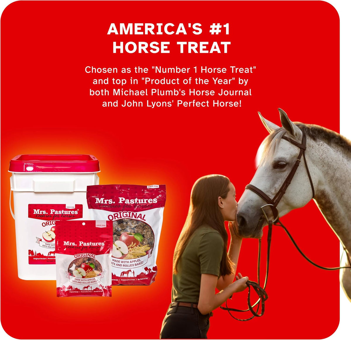 Mrs Pastures Cookies and Treats for Horses - Premium Horse Treats - Made with Apples, Oats, and Rolled Barley