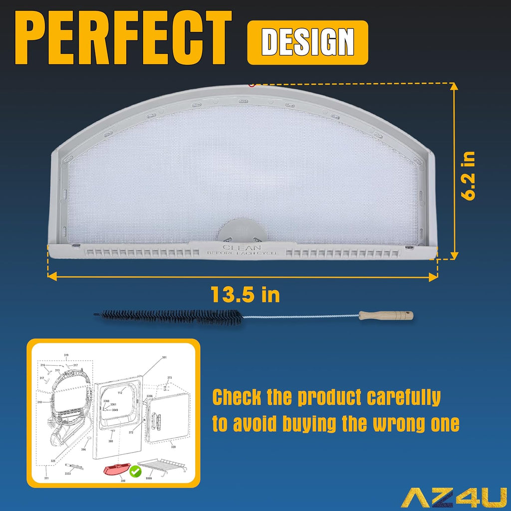 AZ4U Dryer Lint Screen Replacement For GE Gas Dryer GTD65EBSJ3WS GTX22EASK0WW GTD45EASJ2WS GTD42GASJ2WW GTD42GASJ0WW GTD72EBSN0WS GTD65GBSJ1WS GTD42GASJWW GTX22GASK0WW HTX21EASK0WW GTD45EASJ0WS Dryer