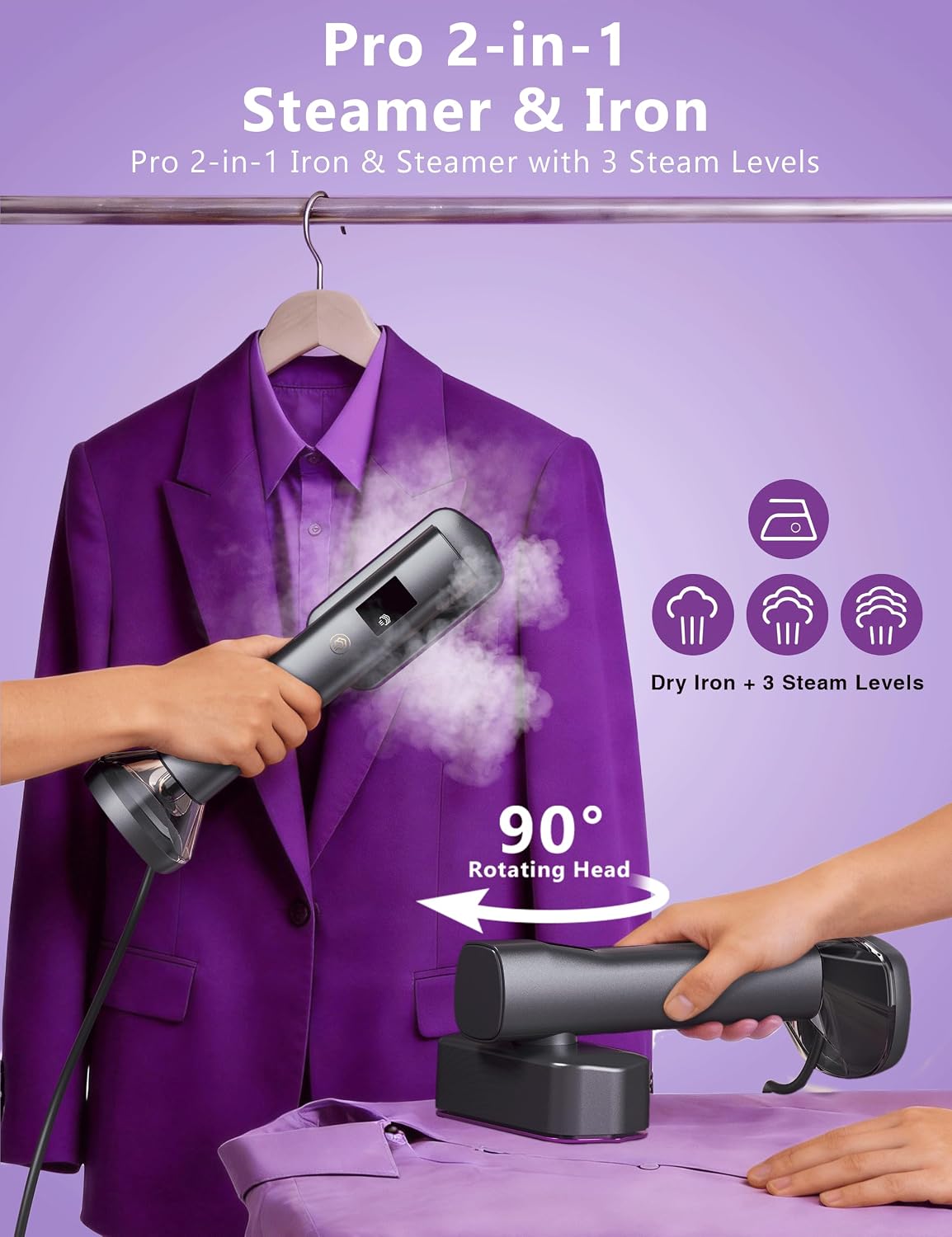 Steamer for Clothes,Portable Handheld Garment Steamer for Home and Travel | 200ml Capacity,1000W 15s Fast Heat-UP