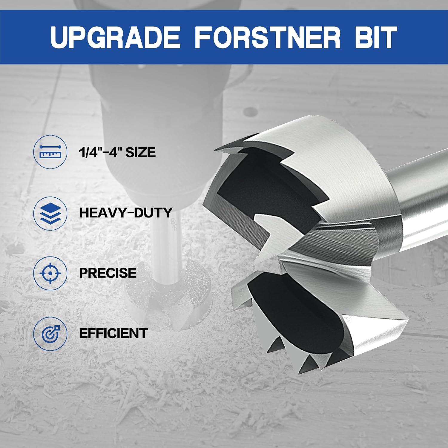 8 Piece Forstner Bit Set, Made of Alloy Steel, Forstner Bits for Woodworking, Auger Opener Round Shank Drilling