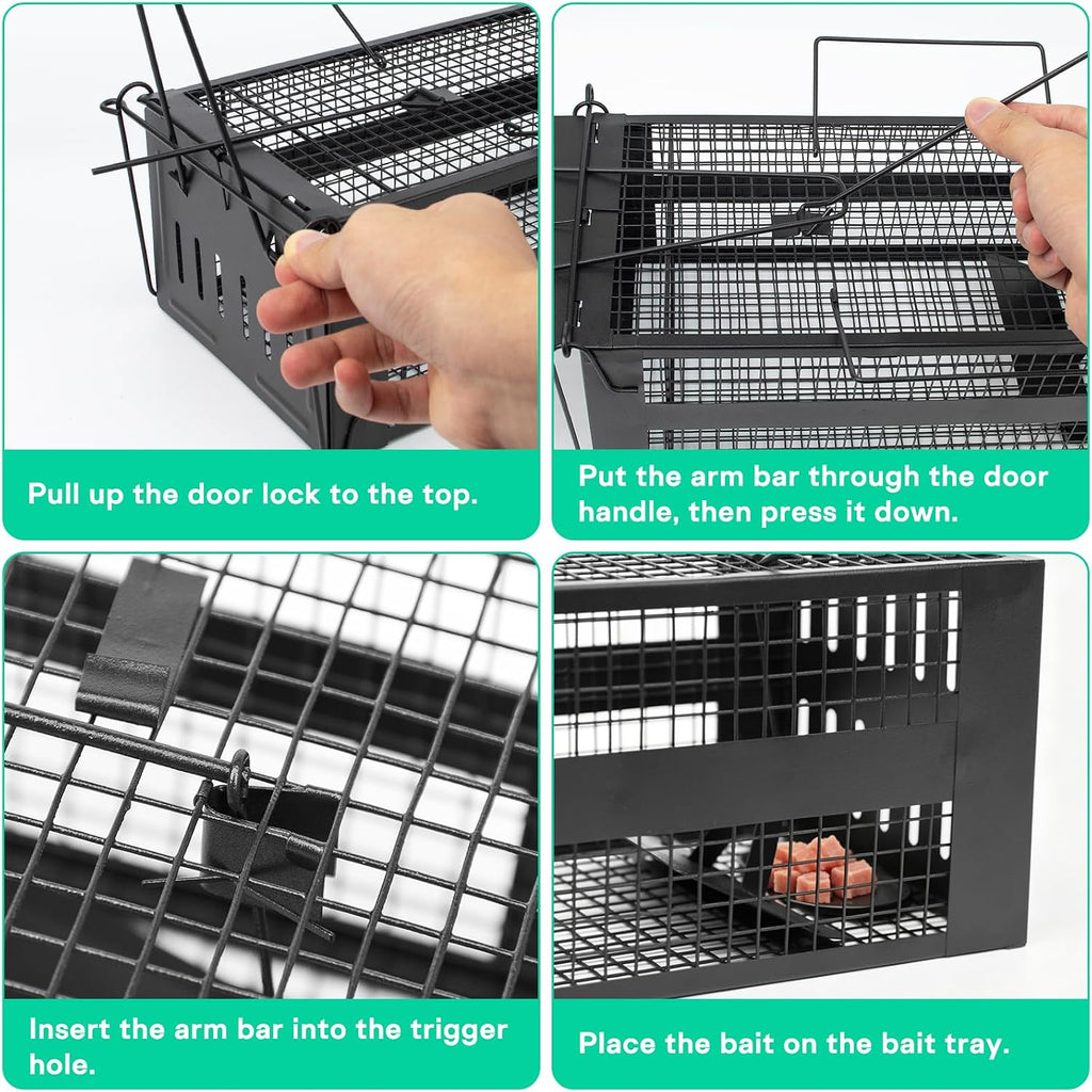 2-Pack Rat Trap,Mouse Traps Work for Indoor and Outdoor,Small Rodent Animal-Mice Voles Hamsters Cage,Catch and