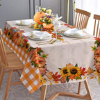 Fall Tablecloth 60 x 120 Inches, Plaid Fall Table Cloth Rectangle