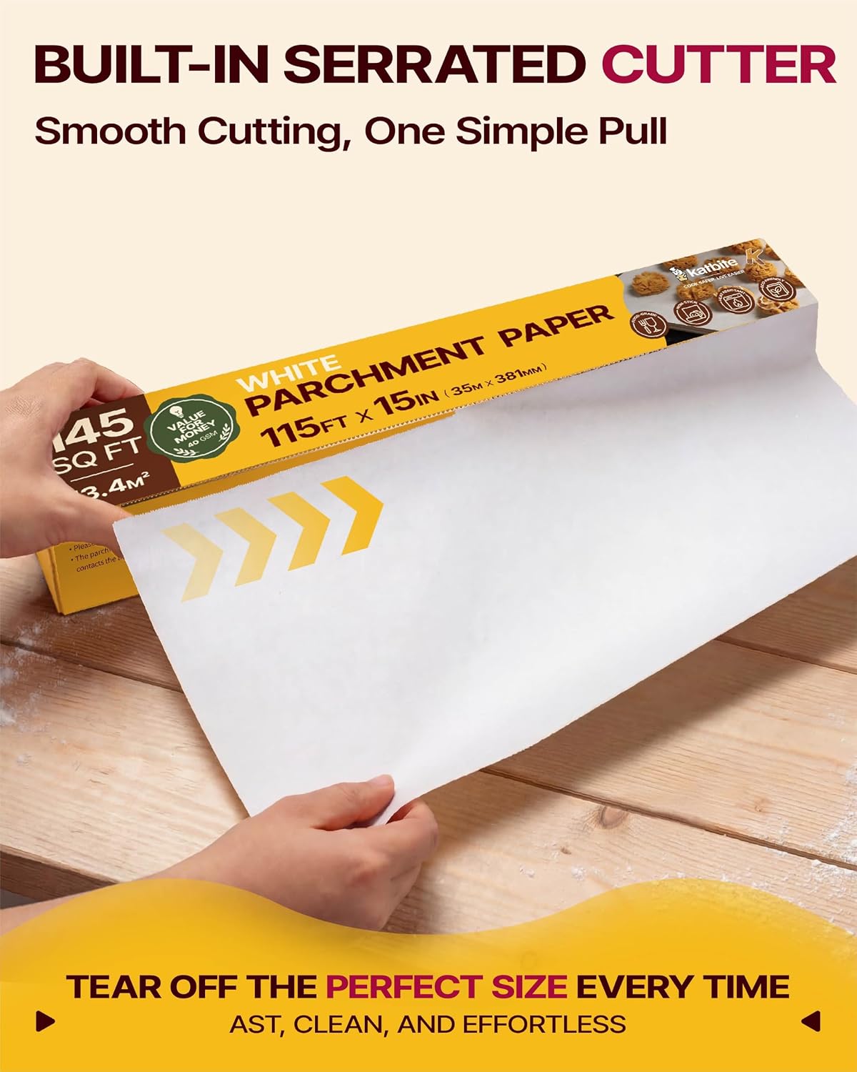 Heavy Duty Parchment Paper Roll, 15 in x 115 ft, 145 Sq Ft, White