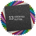 Glitter HTV Heat Transfer Vinyl 12"x12" Bundle 13 Sheets Iron on Vinyl for T-Shirts Gifts Design(Assorted)