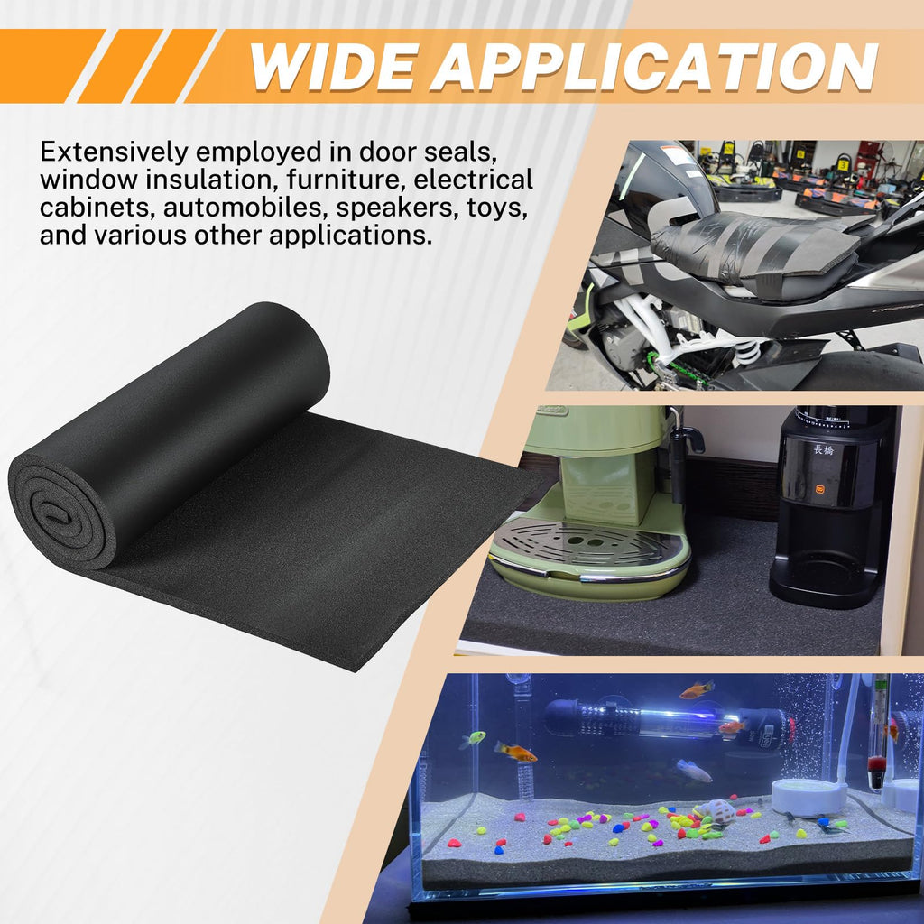 1/2" T x 13" W x 60" L Neoprene Foam Padding Without Adhesive