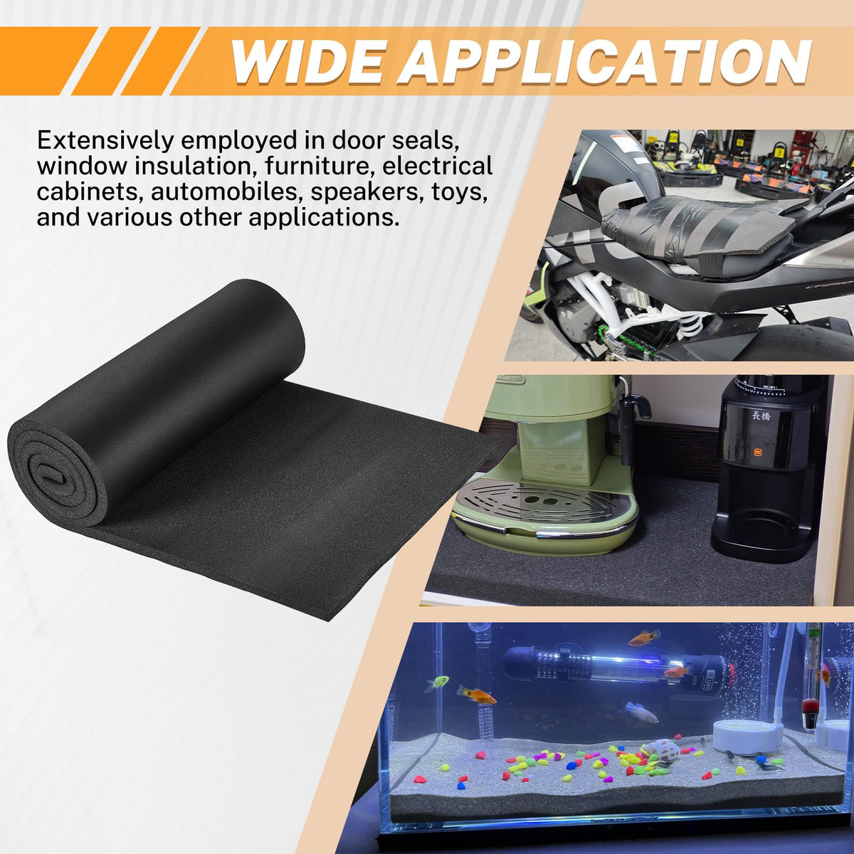 1/2" T x 13" W x 60" L Neoprene Foam Padding Without Adhesive