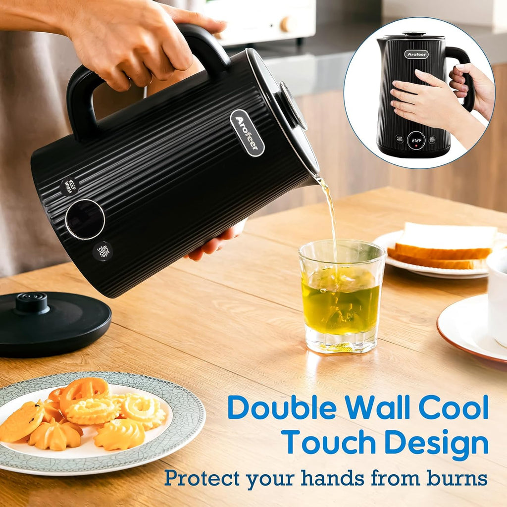 Electric Kettle Temperature Control, 1.7L Stainless Steel Electric Tea Kettle with LED Display, 5 Presets, 4-Hour