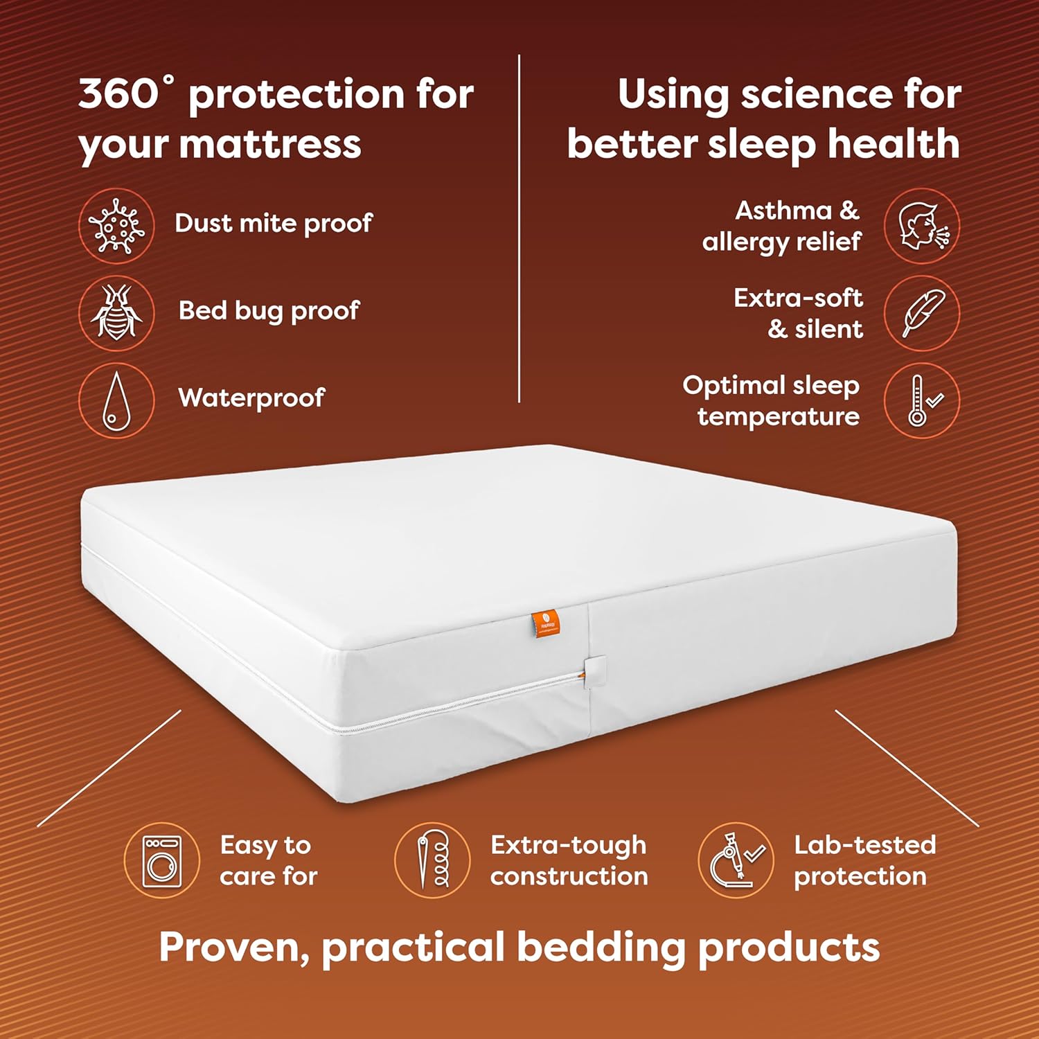 Mattress Encasement - Zippered Bed Bug Dust Mite Proof Hypoallergenic - Sleep Defense System - Full/Double