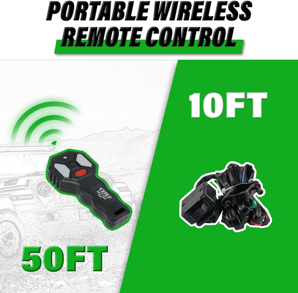 3500 lb ATV Winch with Wireless Remote and Wired Switch, 12V DC Electric Winch 7/32"x 30FT Synthetic Winch Rope with