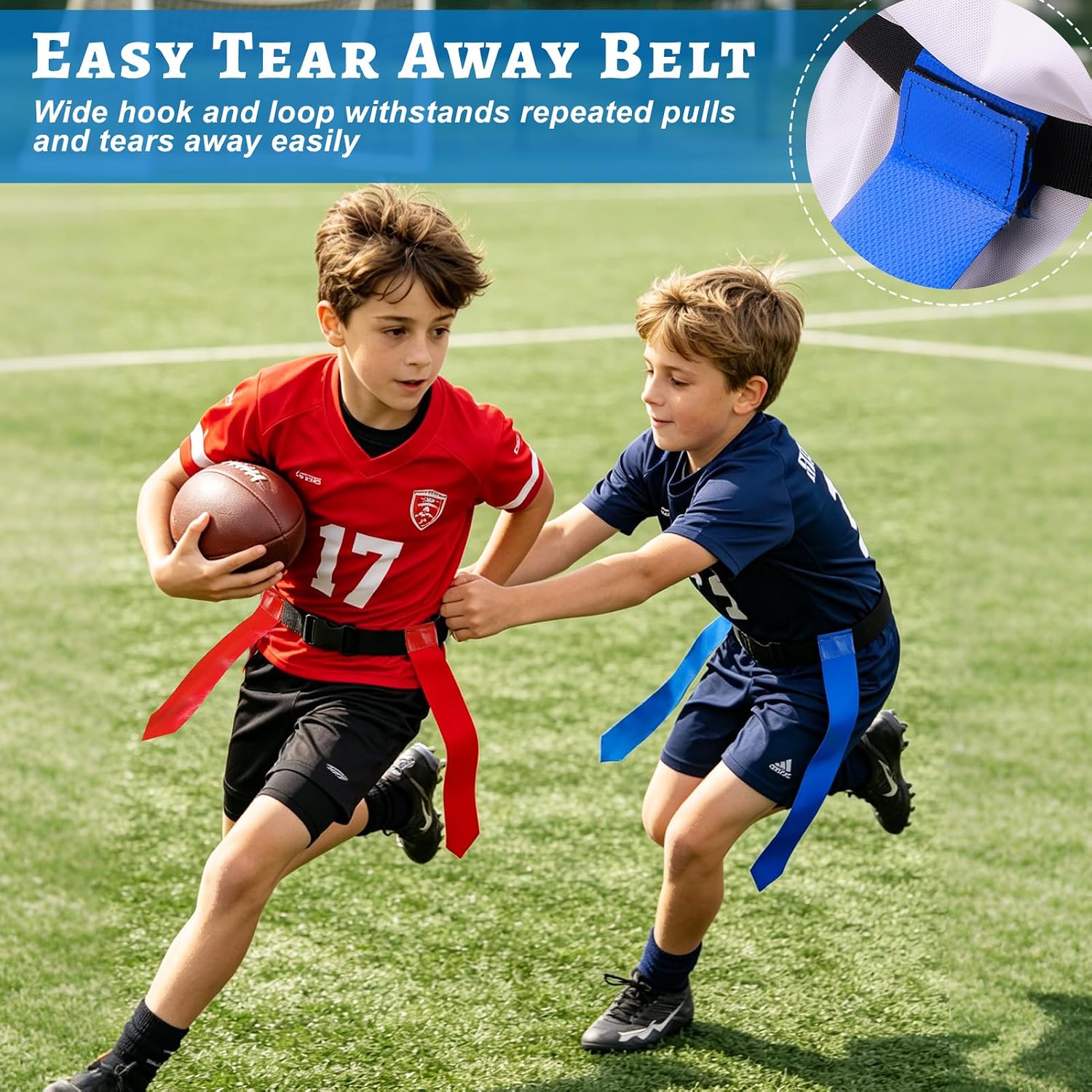 Flag Football Belts Set, 14 Players Adjustable Extended Youth Flag Football Set for Kids, Teens & Adults, Ideal for