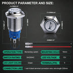 Twidec/16mm Horn Button Switch 12VSpeaker Horn Momentary Push Button Switch