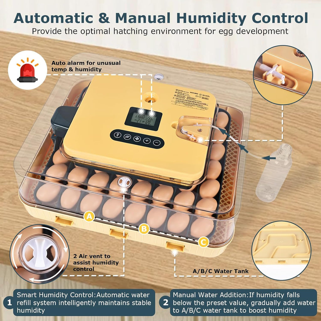 Incubators for Hatching Eggs, 56 Eggs Incubator with Egg Candler, Auto Egg Turner, Temp & Humidity Control, Hatch