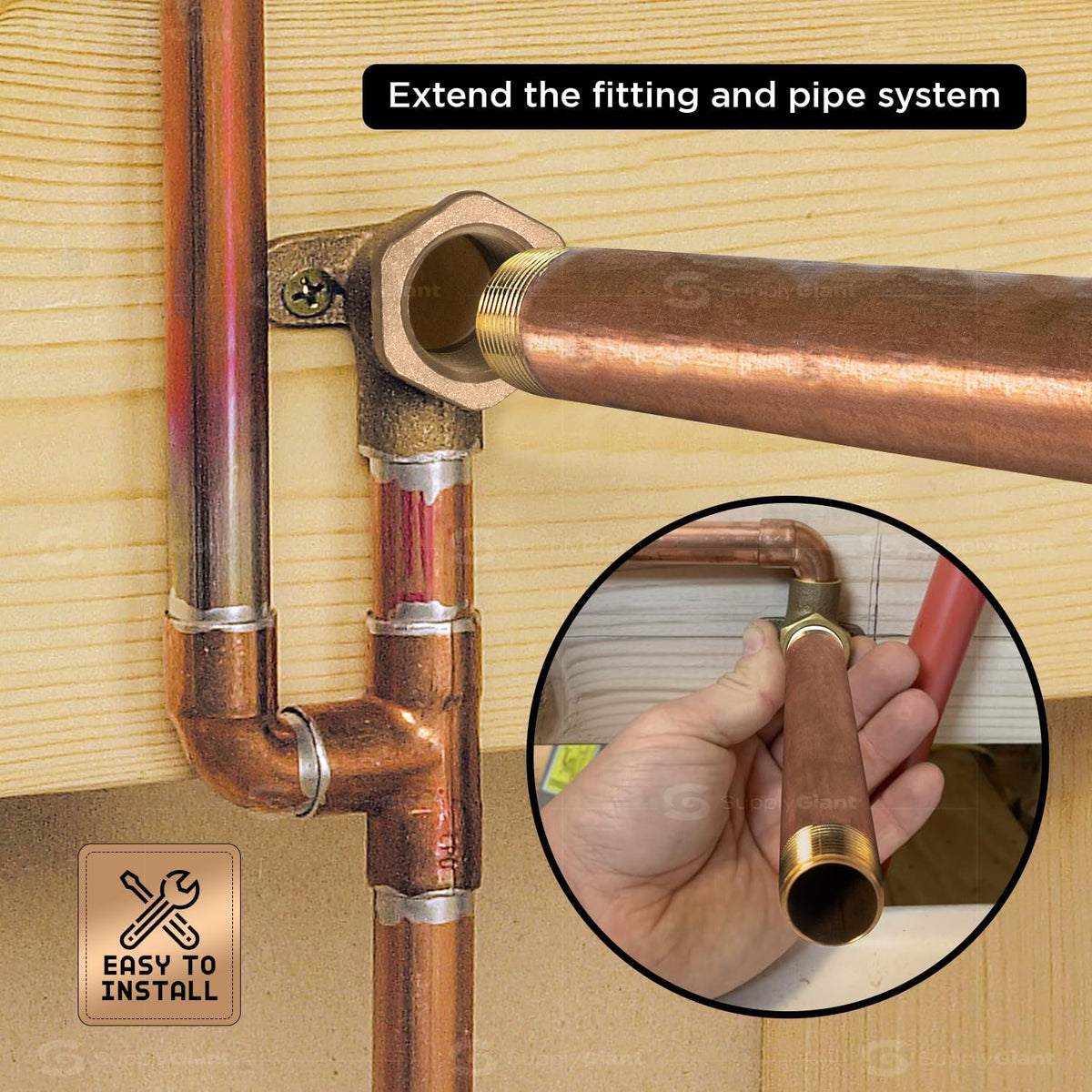 12" Long Brass Nipple Pipe Fitting with 1/2" Nominal Diameter and NPT Ends