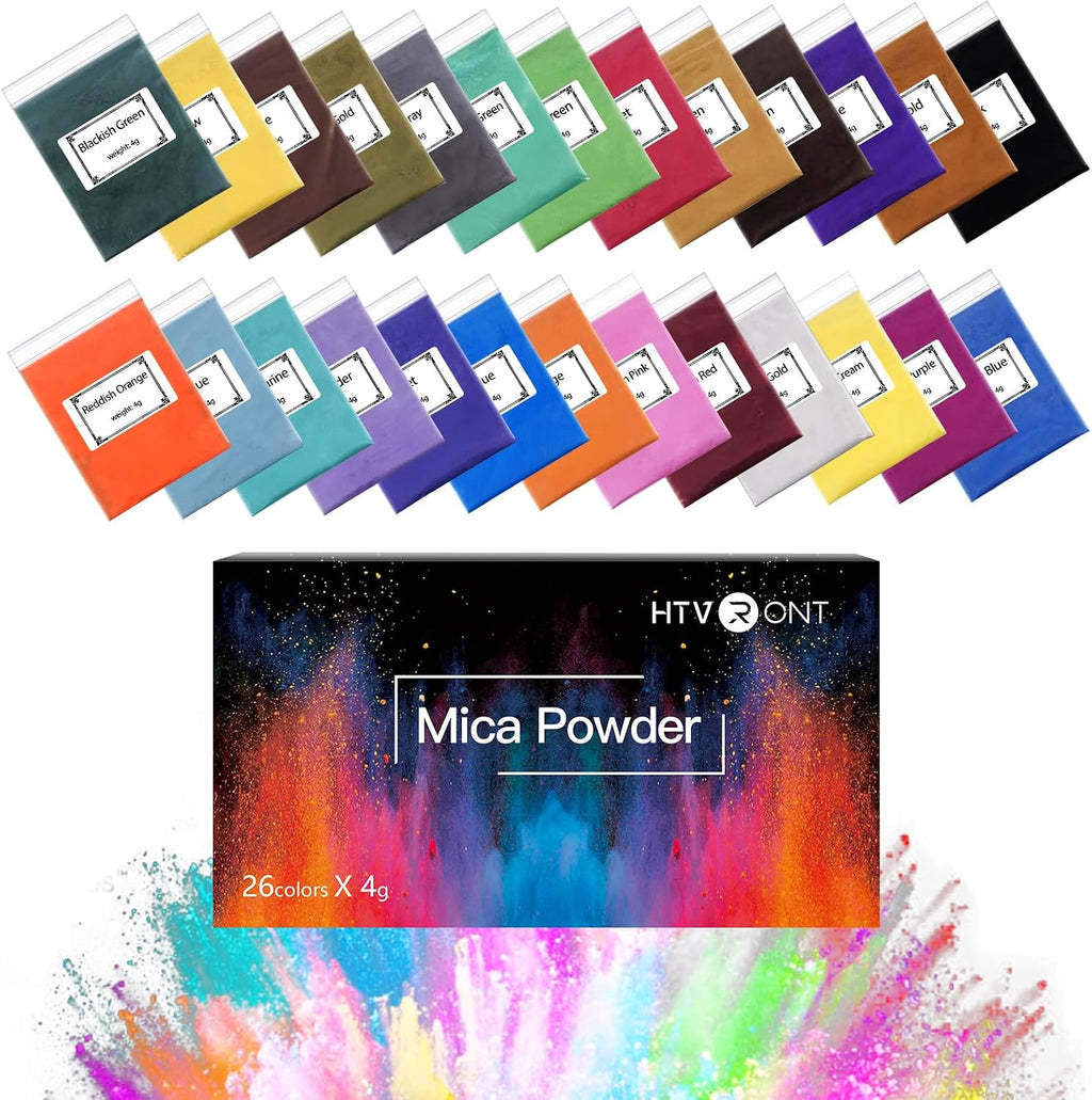 Mica Powder for Resin 104g - 26 Colors Epoxy Pigment Dye | Cosmetic Grade Mica Powder for Soap Making, Candle Making