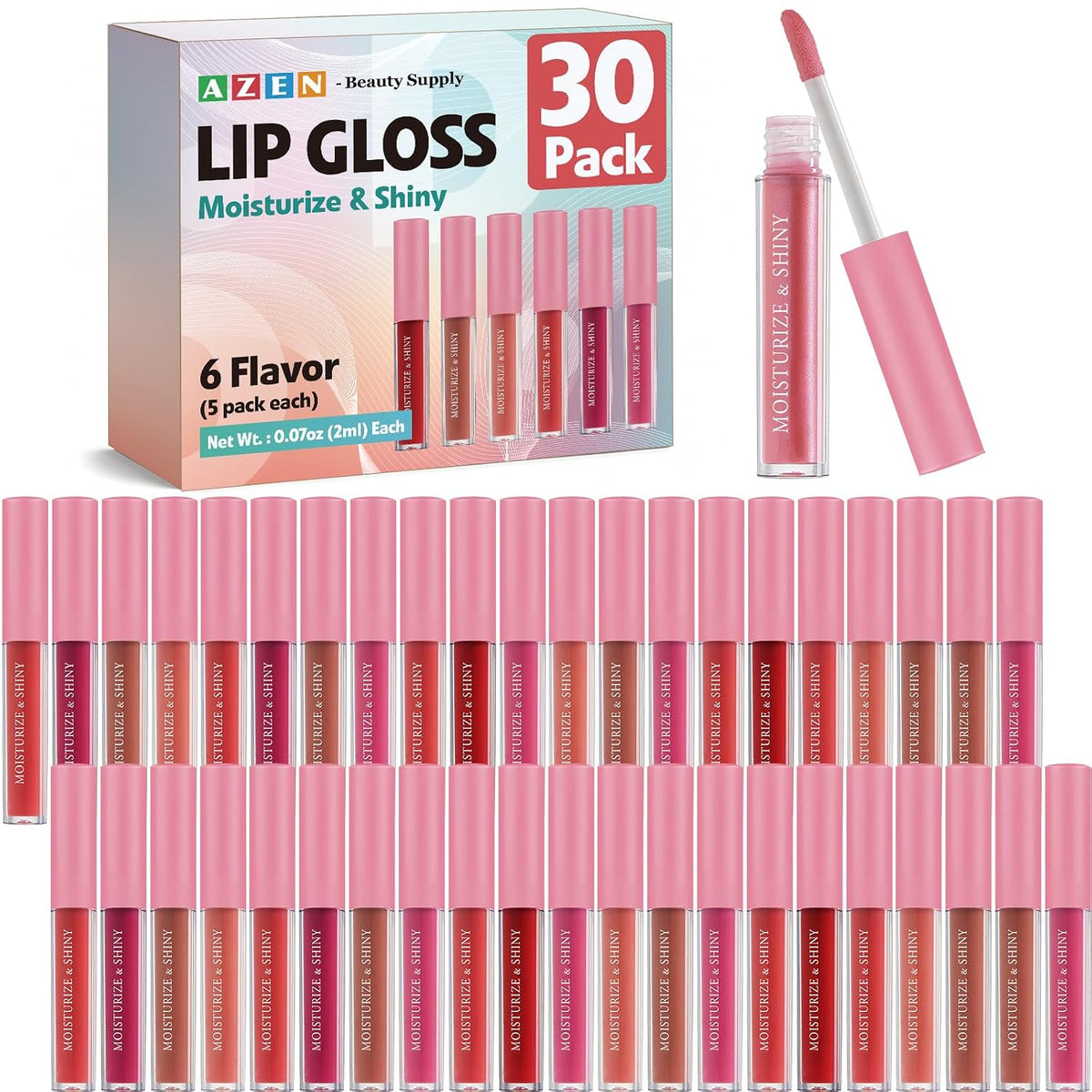 30 Pack Lip Gloss Bulk Set, Shimmery Lip Gloss for Women and Girls With Rich Varied Colors