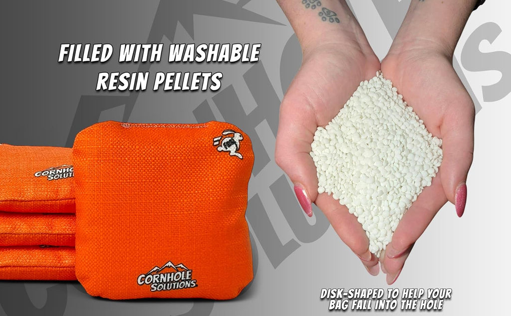 Cornhole Bags Set of 4 Regulation Pro Style 6x6 Resin Filled + Tote Bag